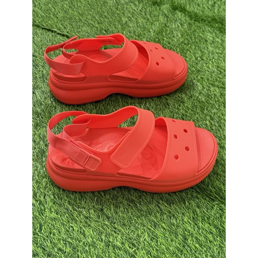 Crocs Soho Y Strap Sandal Chunky Platform Bright Orange Women's 11